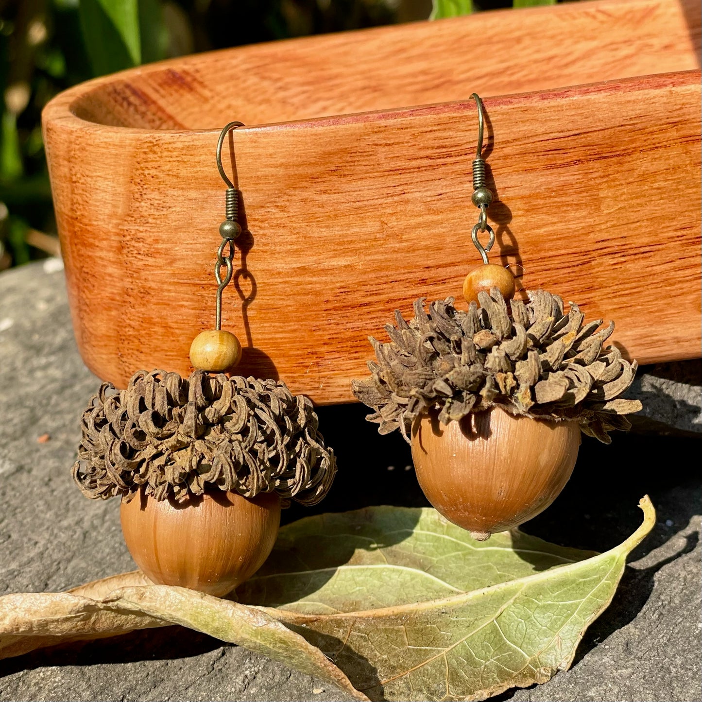 Handmade Asian Style FruitFiesta Earrings - Earthy Acorn