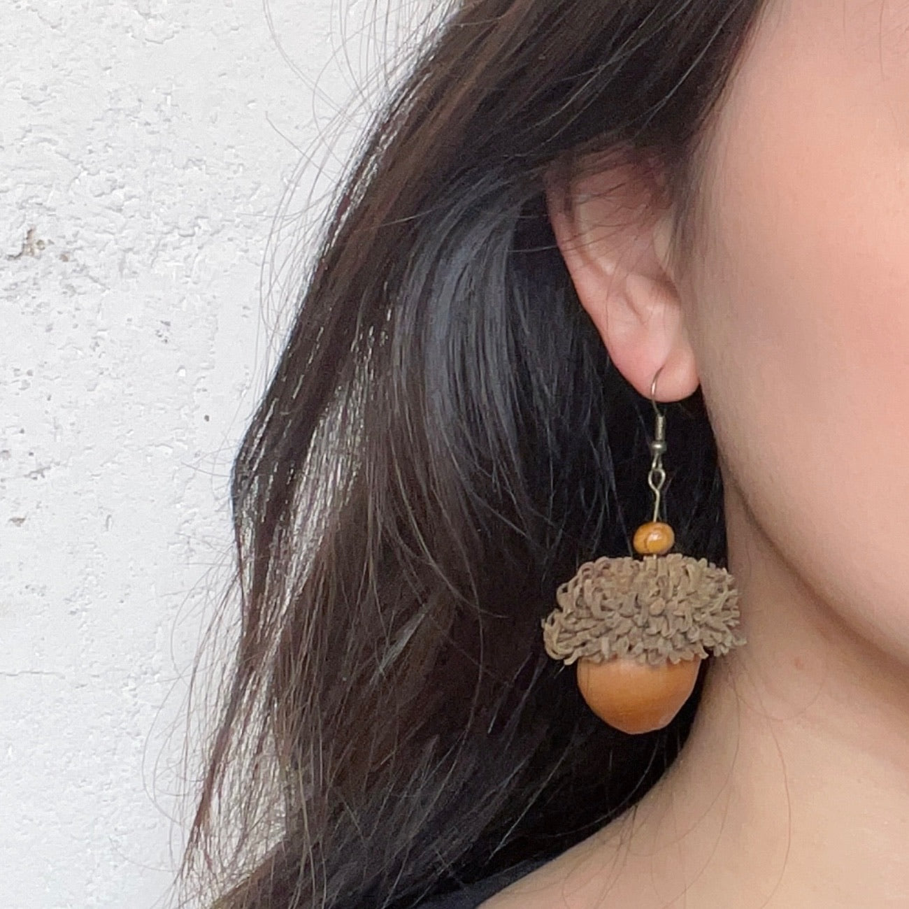 Handmade Asian Style FruitFiesta Earrings - Earthy Acorn